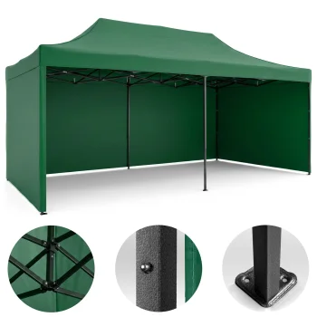 Plonos dārza paviljons ar 3 sienām 3x6m, zaļš