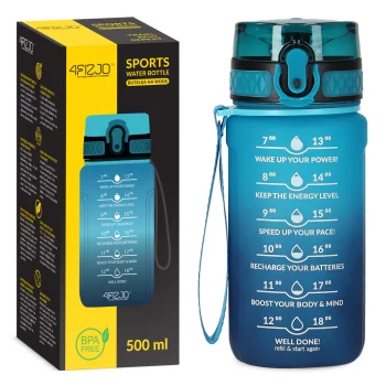 4Fizjo Tritan motivējoša sporta ūdens pudele 500ml, zila