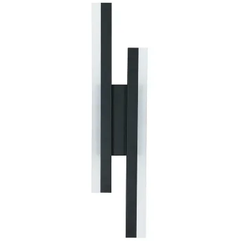 Dubultā LED sienas lampa 9W, 50cm, auksti balta, melna