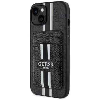 Guess 4G Stripes vāciņš ar MagSafe maciņu iPhone 15, melns