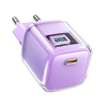 Acefast A53 GaN lādētājs USB-C PD 30W ar displeju, violets