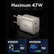 Spigen Essential EE472EU-GAN 2 pieslēgvietu 47W sienas lādētājs - Titanium