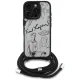 Karl Lagerfeld Crossbody Grained Pattern & Logo vāciņš iPhone 16 Pro Max ar siksniņu, pelēks