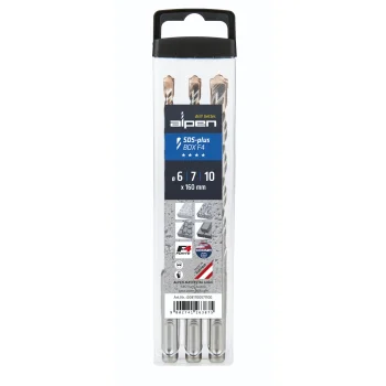 SDS-plus triecienurbju komplekts Alpen F4, 6 / 7 / 10 x 160 mm, 3 gab.
