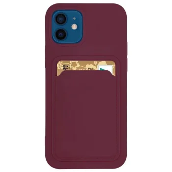 Silikona vāciņš ar karšu kabatu Samsung Galaxy A42 5G, bordo