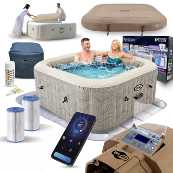 Intex 28446 PureSpa piepūšamais džakuzi 4 personām, 175x71 cm, bēšs