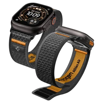 Spigen Athlex Air 2 siksniņa Apple Watch (44 / 45 / 46 / 49 mm), melna ar oranžu
