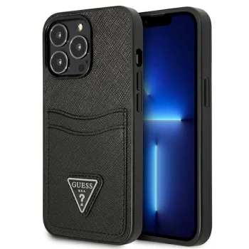 Apple iPhone 13 Pro 6.1" Guess Saffiano Triangle Logo Cardslot Case Cover, Black | Telefona Maciņš Vāks Apvalks...