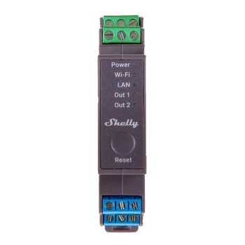 Shelly Pro 2 viedais 2 kanālu relejs uz DIN sliedes, Wi-Fi/LAN/Bluetooth