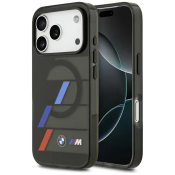 BMW M IML Metal Buttons Tricolor Lines MagSafe vāciņš iPhone 17 Pro, Melns