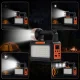 Daudzfunkcionāla LED kempinga lampa ar saules paneli, FM radio un Bluetooth, Melna/Oranža