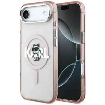 Karl Lagerfeld IML Choupette Sketch Logo MagSafe vāciņš iPhone 17 Air, Rozā