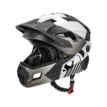 Rockbros TS-61 bērnu velo ķivere ar noņemamu zoda aizsargu, S (48-54 cm) - pelēka
