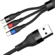 3mk Hyper Cable N-SERIES 3in1 USB-A uz USB-C / Lightning / Micro USB kabelis 1.2m 18W, melns