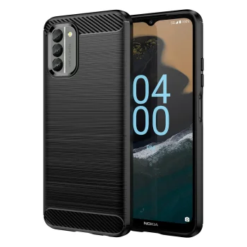 Vāciņš Nokia G400 Carbon Case, elastīgs TPU apvalks, melns