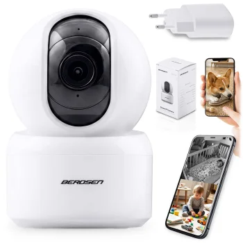 Grozāma IP kamera un mazuļu uzraudzības monitors Berdsen BD-940 3MP Wi-Fi, balta
