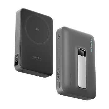 Cuktech WPB100 10000mAh Qi2 magnētiskais ārējais akumulators 30W ar statīvu, melns