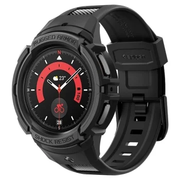 Samsung Galaxy Watch 5 Pro (45 mm) Spigen Rugged Armor Case Cover, Black | Maciņš Vāks Apvalks Bampers