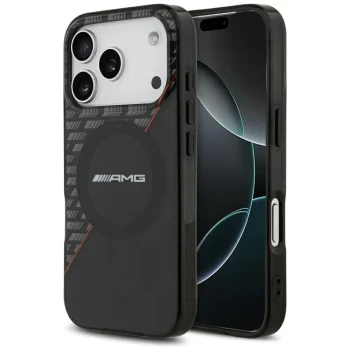 Mercedes AMG IML Double Layer Rhombs MagSafe vāciņš iPhone 18 Pro / 17 Pro, melns un sarkans