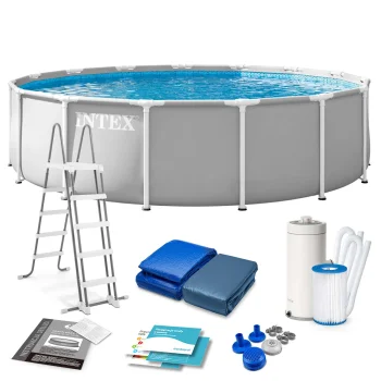 Karkasa baseins Intex 26724 457 x 107 cm ar sūkni un piederumiem, pelēks