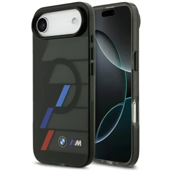 BMW M IML Metal Buttons Tricolor Lines MagSafe vāciņš iPhone Air, melns