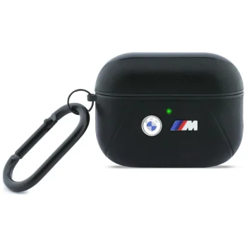 BMW Curved Lines austiņu maciņš priekš Apple AirPods Pro 3 ar karabīni, melns