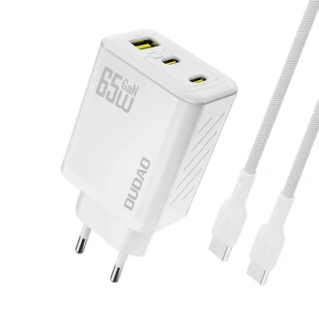 Dudao A29C 65W GaN tīkla lādētājs un USB-C kabelis, balts