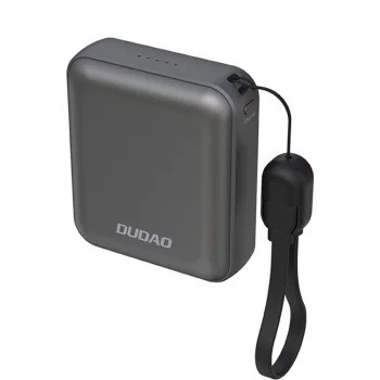 Ārējais akumulators Dudao K22+ 10000mAh 22.5W PD USB-C ar piekariņa kabeli, pelēks