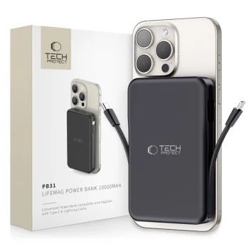 Tech-Protect LifeMag PB31 MagSafe ārējais akumulators 10000mAh 15W, melns