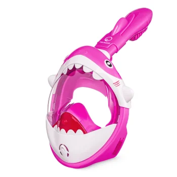 Bērnu pilnas sejas niršanas maska TSUNAMI Shark, rozā