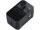 Universāls ceļojumu adapteris ar 2 USB, UK/USA/EU/AUS, melns