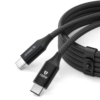 Orico CDX USB-C uz USB-C kabelis 100W 5A Power Delivery 1m, melns
