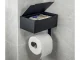 Tualetes Papīra Turētājs ar Salvešu Kastes Plauktu, Melns | Toilet Paper Holder with Tissue Shelf