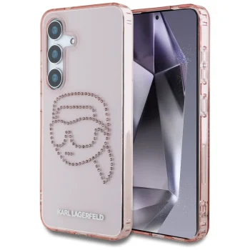 Karl Lagerfeld Rhinestones K. Head Logo vāciņš Samsung Galaxy S25 rozā