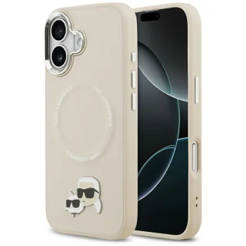 Karl Lagerfeld iPhone 17 vāciņš ar MagSafe, Karl&Choupette logo un metāla kameras pogām