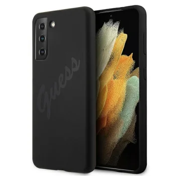 Guess Samsung Galaxy S21+ vāciņš Silicone Vintage Script, melns