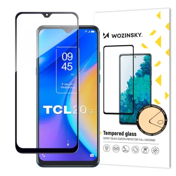 Wozinsky Full Glue aizsargstikls TCL 20 SE viedtālrunim, 9H, ar melnu rāmi