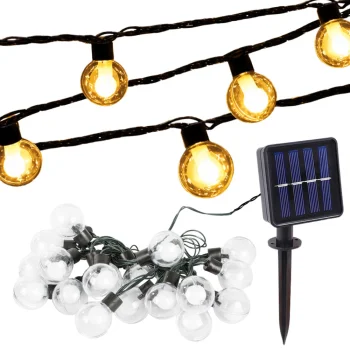 Saules bateriju dārza virtene 20 LED, silti balta