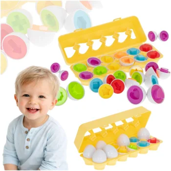 Attīstošā Rotaļlieta Formu Krāsu Šķirotājs "Olas", 12 gab. | Educational Toy Color Shape Digit Sorter Matching...