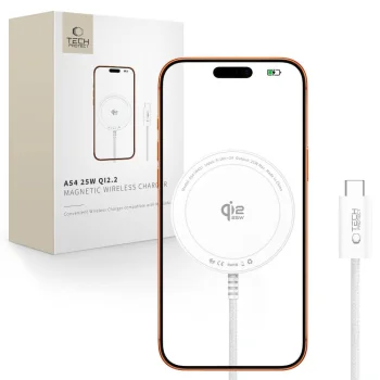 Tech-Protect A54 MagSafe 25W bezvadu lādētājs, balts