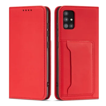Samsung Galaxy A12 (SM-A125F/DSN) Magnet Card Pouch Wallet Book Case Cover, Red | Telefona Vāciņš Maciņš Apvalks...
