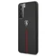 Ferrari Samsung Galaxy S21 vāciņš Off Track Leather Nylon Stripe, melns