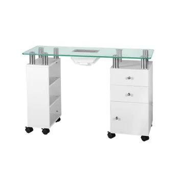 Manikīra galds Glass 013B ar putekļu nosūcēju AM-8A, Balts