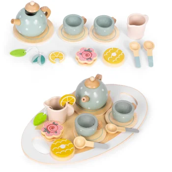 Koka tējas servīze bērniem ECOTOYS, 14 daļas