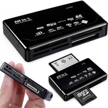 Daudzfunkcionāls USB atmiņas karšu lasītājs CF SD MicroSD XD MS MMC, melns