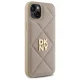 DKNY Quilted Stack Logo vāciņš iPhone 15 Plus tālrunim, bēšs