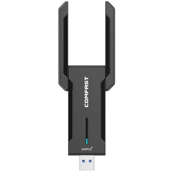 Wi-Fi USB adapteris 5374Mbps, Tri-Band 2.4GHz, 5GHz, 6GHz, USB 3.0, melns
