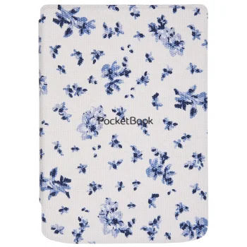 Pocketbook Shell vāciņš e-grāmatu lasītājam Verse / Verse Pro, Flowers (Balts/Zils)