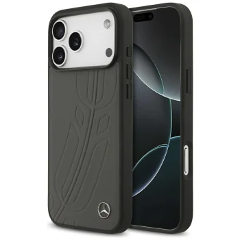 Mercedes Leather Large Laurel Leave MagSafe vāciņš iPhone 17 Pro Max Anthracite
