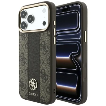 Guess 4G Stripe Round and Classic Logos MagSafe vāciņš iPhone 17 Pro Max / 18 Pro Max, brūns